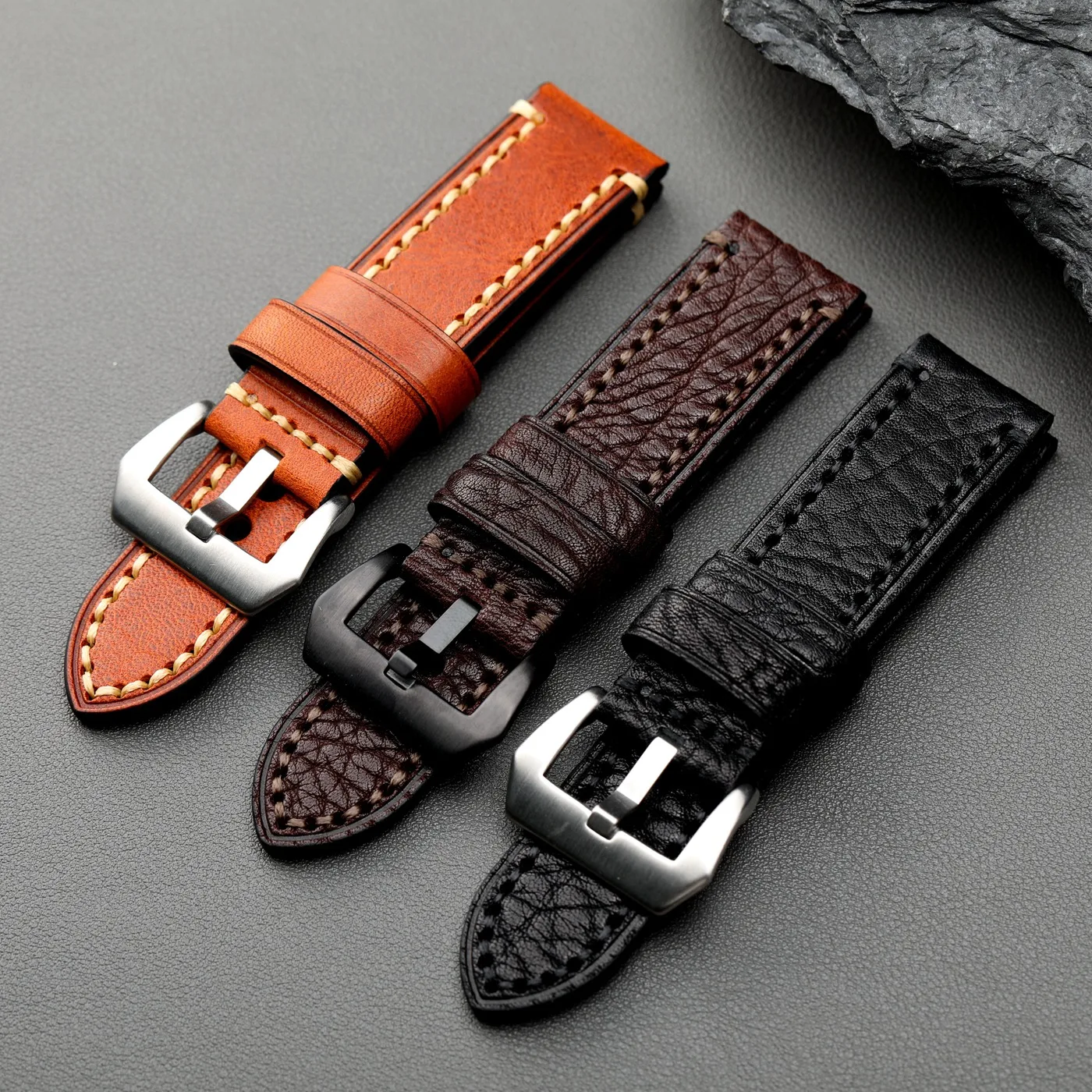 Handgefertigtes Oberschicht-Rindslederarmband 20 22 24 mm braun schwarz gelb Echtleder-Elefantmuster, geeignet für mechanische Herren