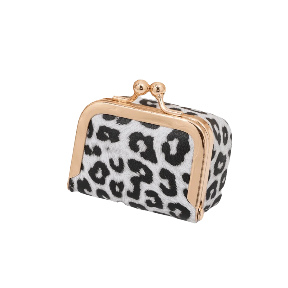 Vintage Kiss Lock Closure Jewelry Box Mini Leopard Print Coin Purse Floral Print PU Leather Portable Jewelry Case Girl Women