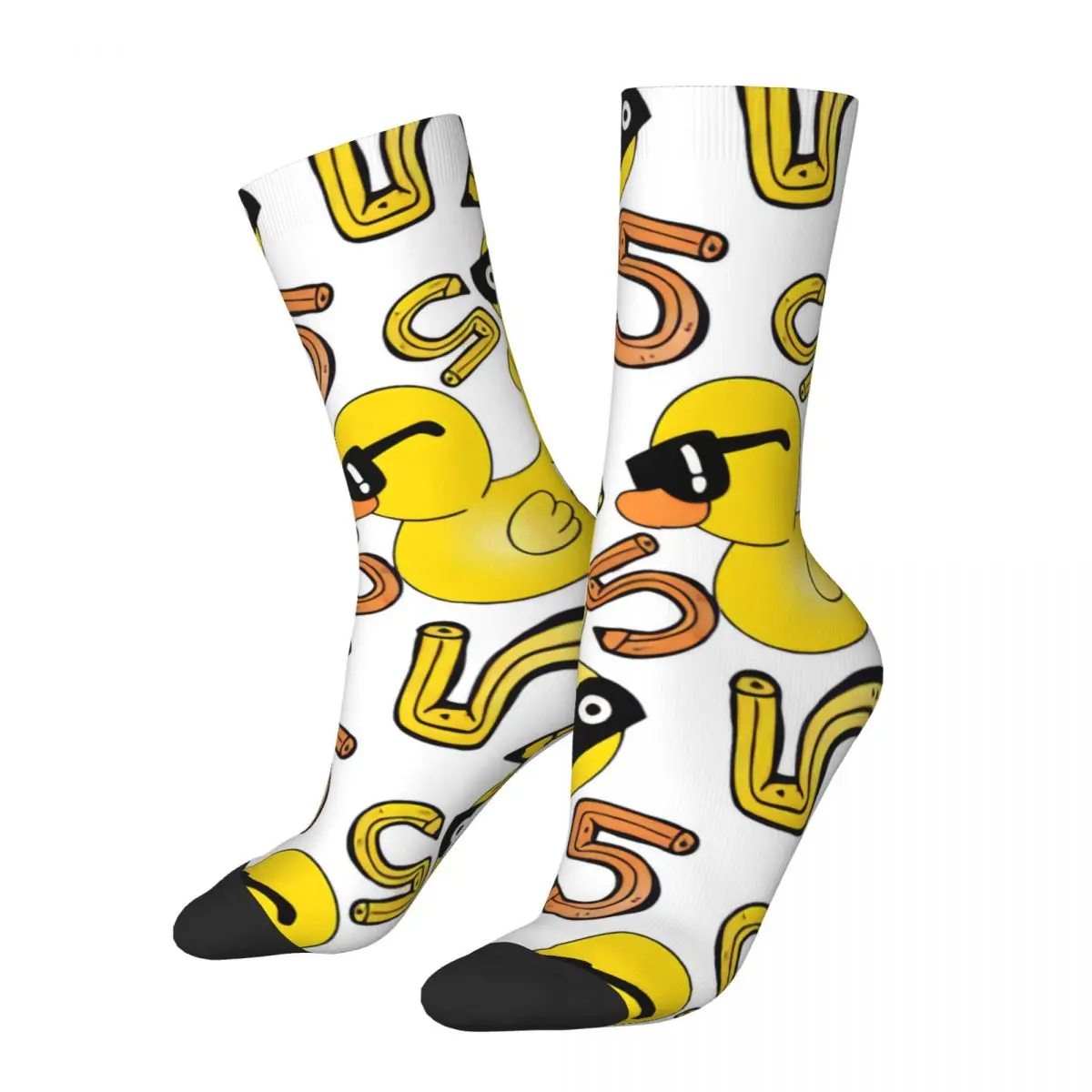 

Crazy Sock for Men Childhood Color Comic Design Hip Hop Harajuku Duck Pattern Printed Boys Crew Sock Casual Gift