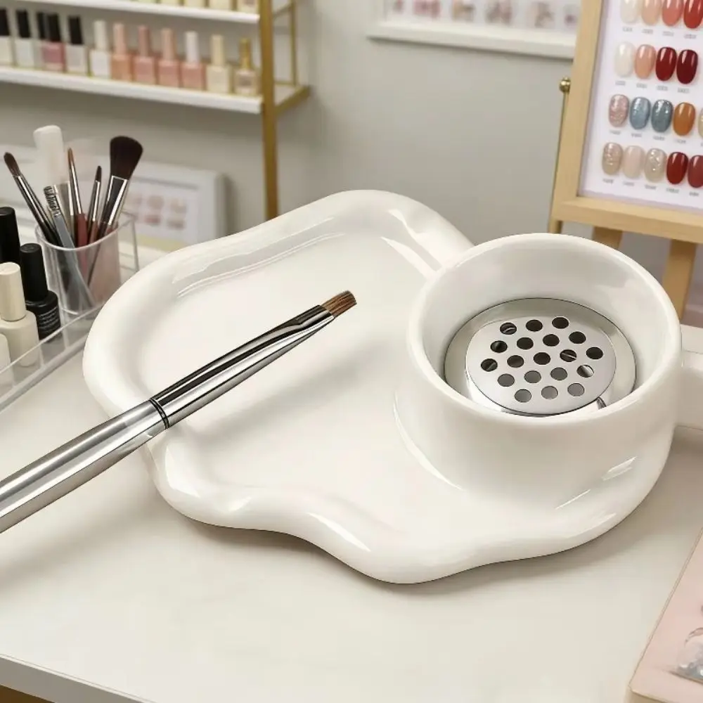 Ceramic Palette Pen Washing Cup Lightweight Portable Pen Holder Breathable with Filter Pen Washing Dish Nail Art Supplies