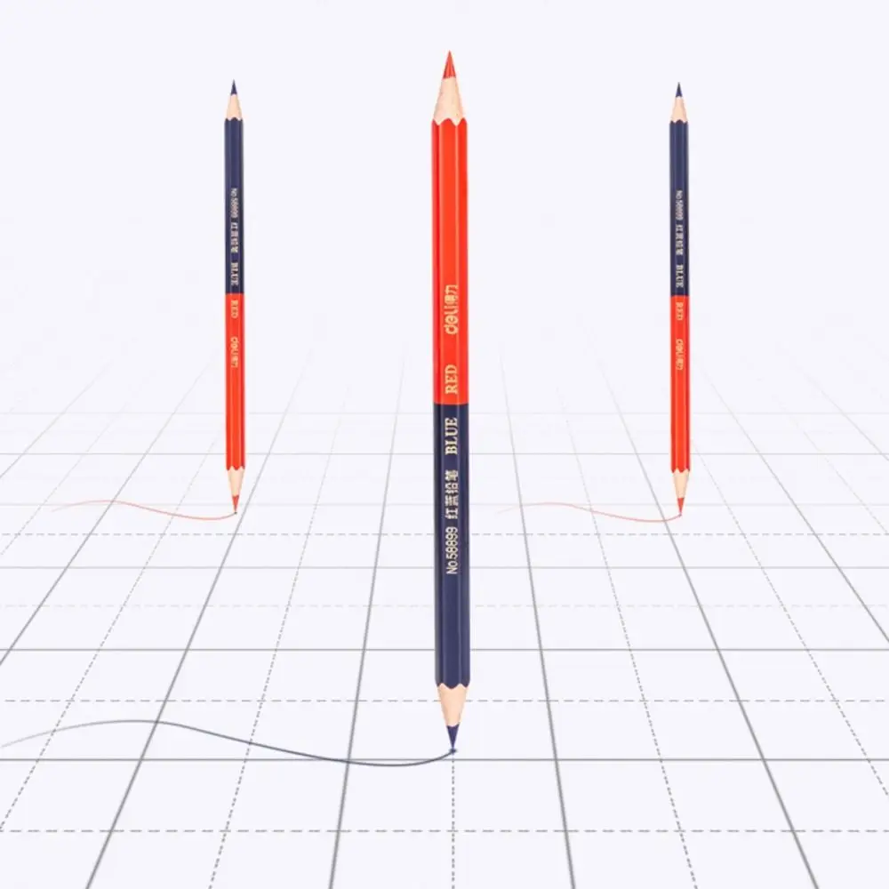 12pcs/set Wooden Writing Red&Blue Double Head Pencil Drawing Marking Hand Builders Joiners Tool Colored Pencil Stationery