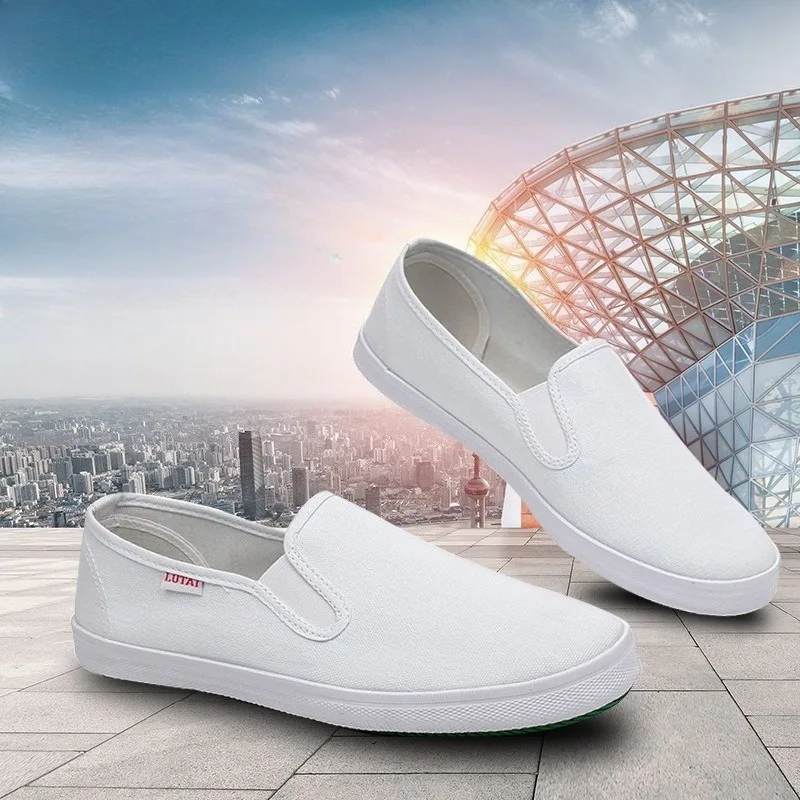 Unisex Sneakers Zapatillas Deportivas Hombre Cotton Canvas Breathable Casual Shoes Pure White Canvas Shoe Slip-on Shoes