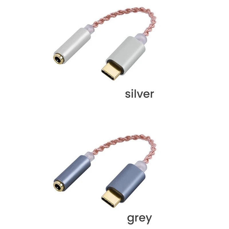 ABSJ-HIFI DAC Kopfhörerverstärker USB Typ C auf 3,5 mm Kopfhörer-Audio-Adapter 32Bit 384 kHz Digital-Decoder AUX-Konverter