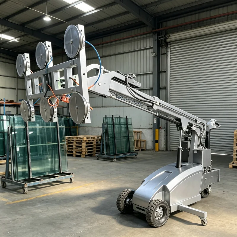 Movable Mobile Electric Glass Vacuum Lifter Crane Cart Hand-Pushed Flip Glass Suction Cup Articulated Robots