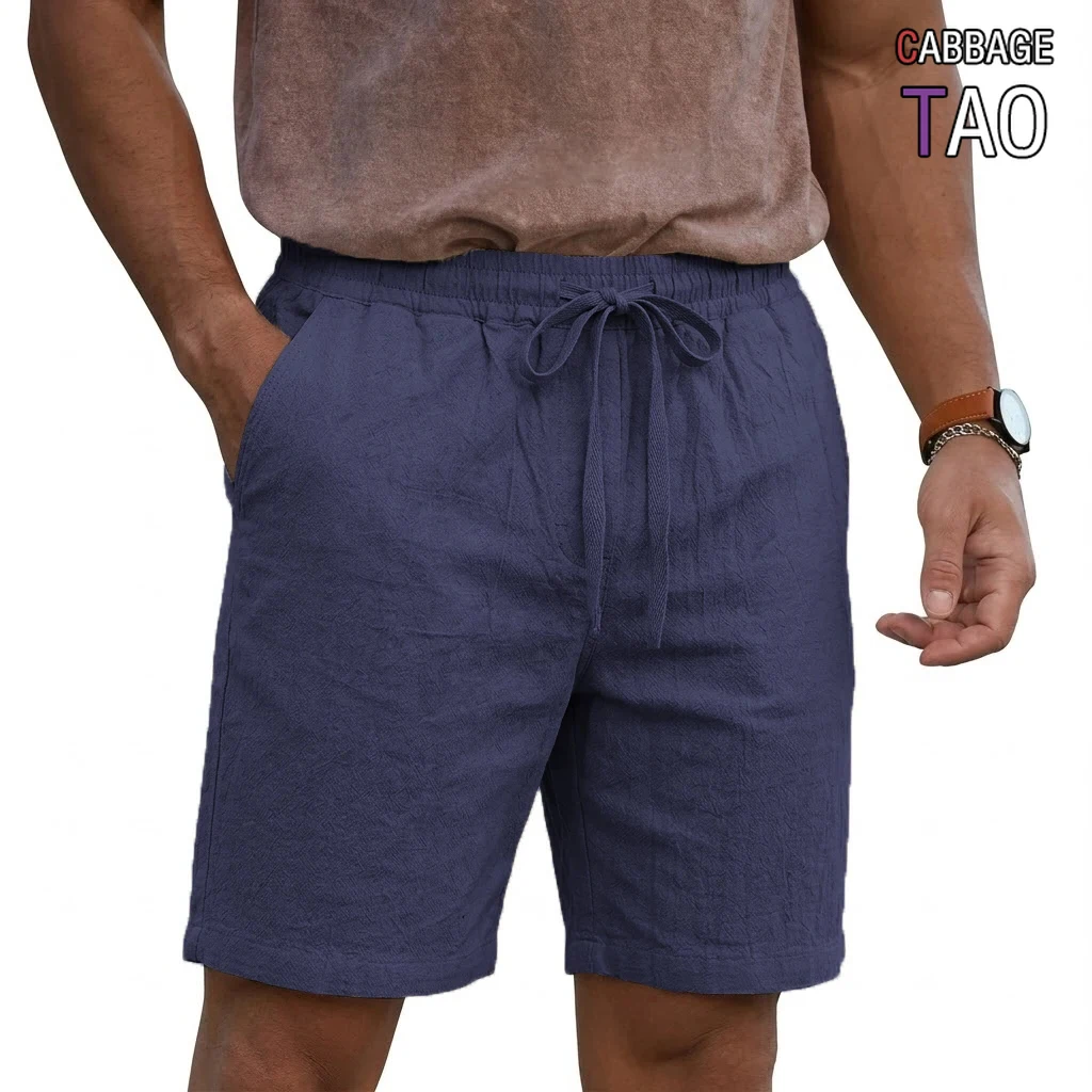 

Mens Cotton Linen Short Pants Baggy Bottoms Drawstring Casual Shorts Lightweight Summer Wear for Beach and Outdoor Sports