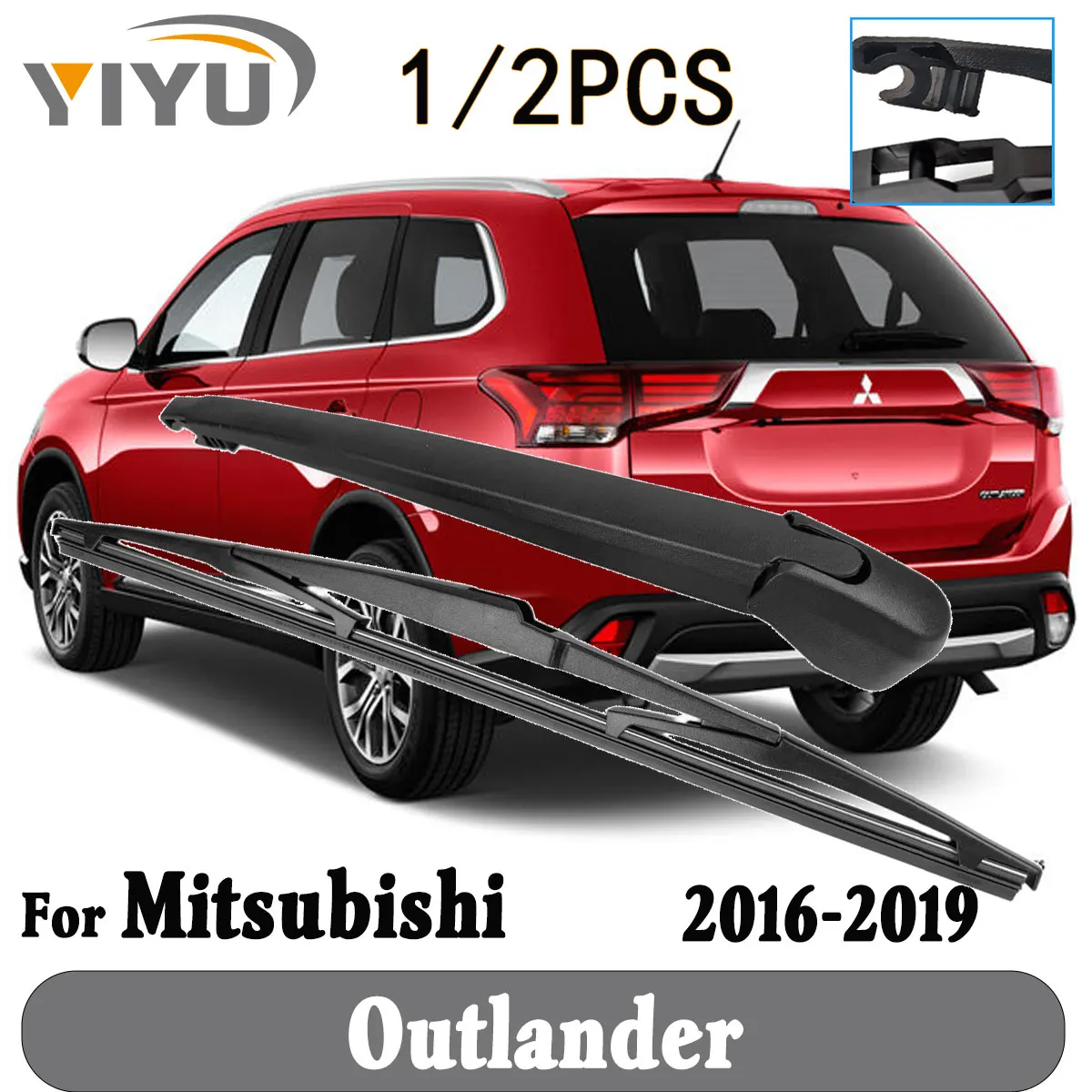 1/2PCS Hinten Wischer Klinge Wischer Arm Windschutzscheibe Windschutz Sauber Heckklappe Fenster Auto Regen Pinsel Für Mitsubishi Outlander 2016--2019