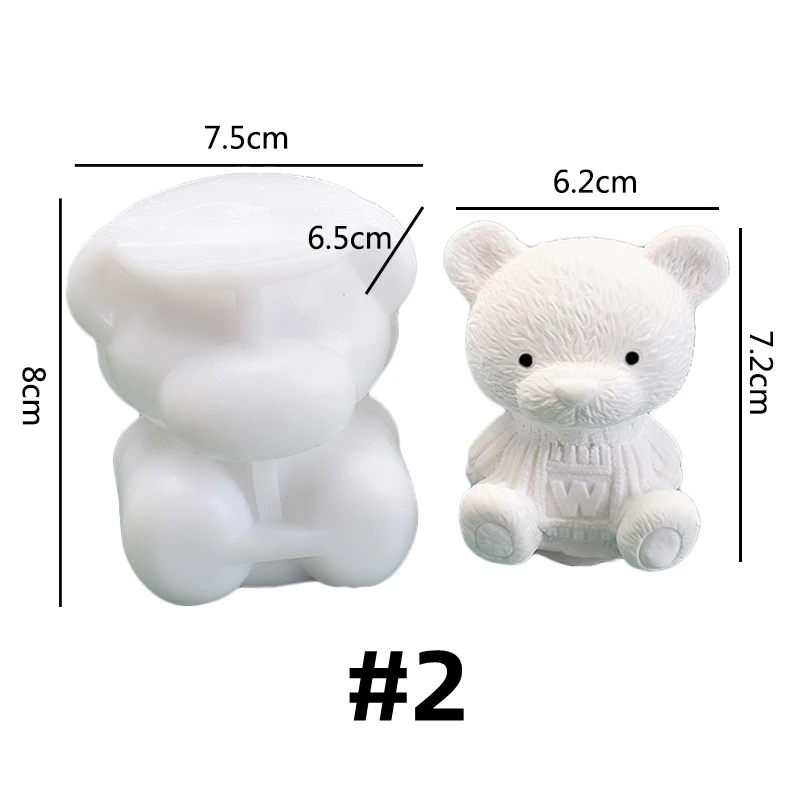 Aomily Cute Bear Shape Cake Silicone Mold INS Happy Party Fondant Cake Chocolate Candy Resin Clay Ice Block Soap Baking Mold