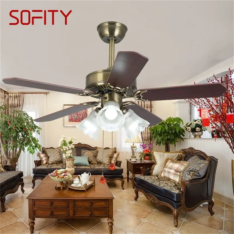 SOFITY Ceiling Fan Light Modern Simple Straight Blade Lamp With Remote Control LED For Home Living Room