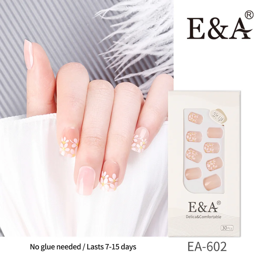 

E&A Comfortable Fitting Square Design ABS False Nails Full Cover Glue Environmental Protection Material Multiple Colors 30PCS