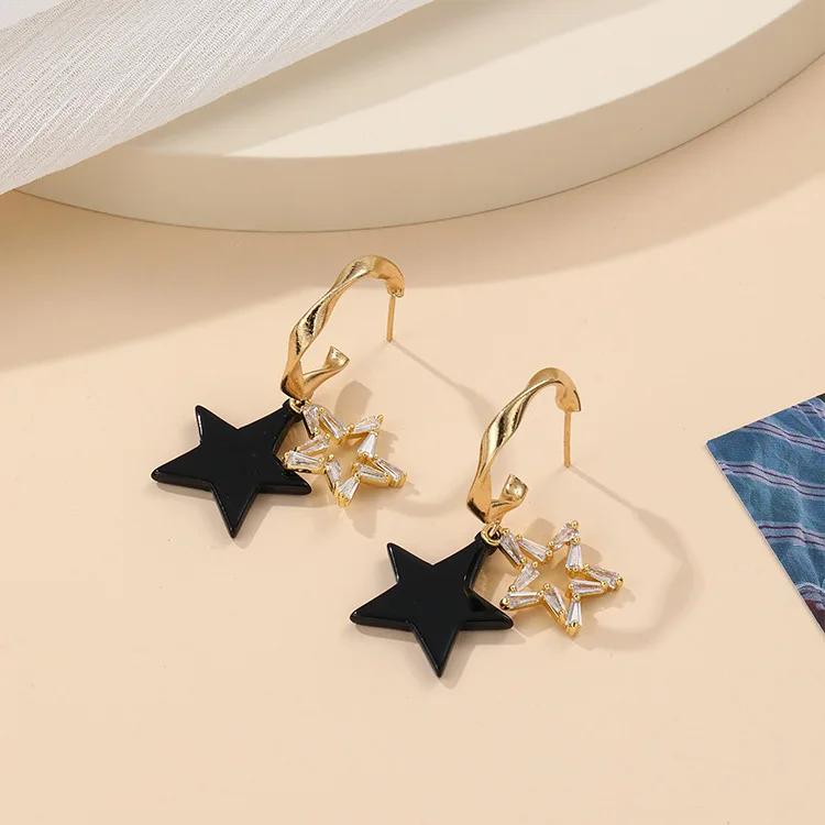 DIY accessories New niche white zircon acrylic star earrings, simple light luxury earrings, personalized versatile temperament e