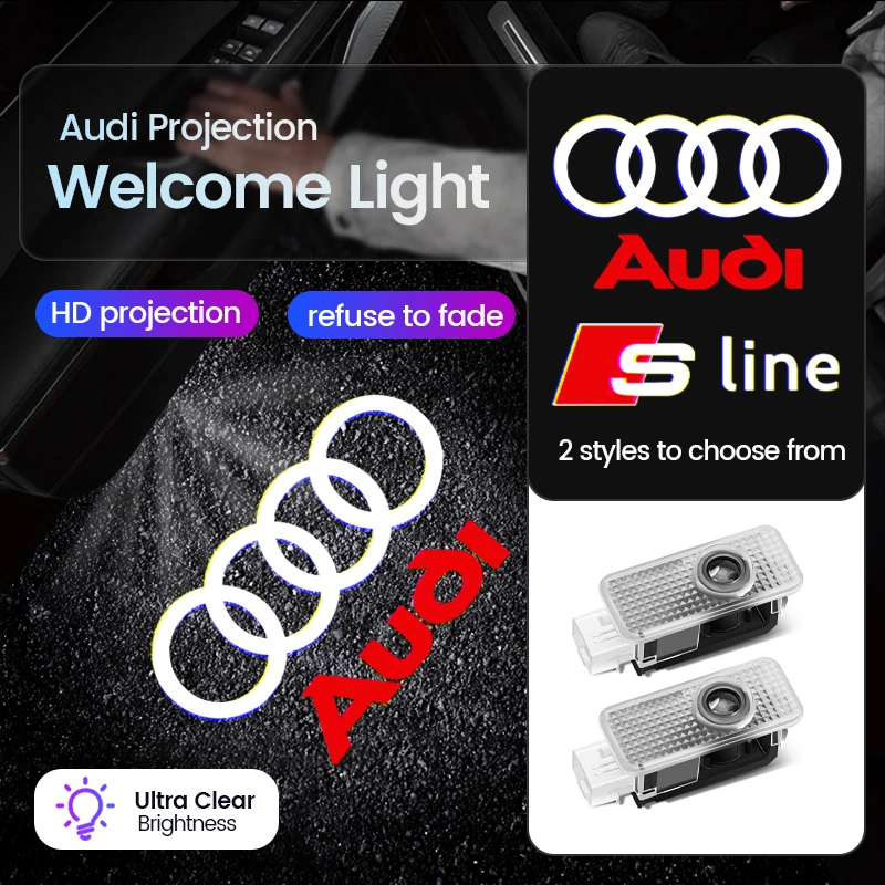 For Audi A3 8V 8P A6L A5 A7 Q3 Q5 Q7 A4 B5 B6 B7 B8 A1 RS TT S3 S6 Sline Quattro Car Door HD Welcome Light Laser Projector Lamp 