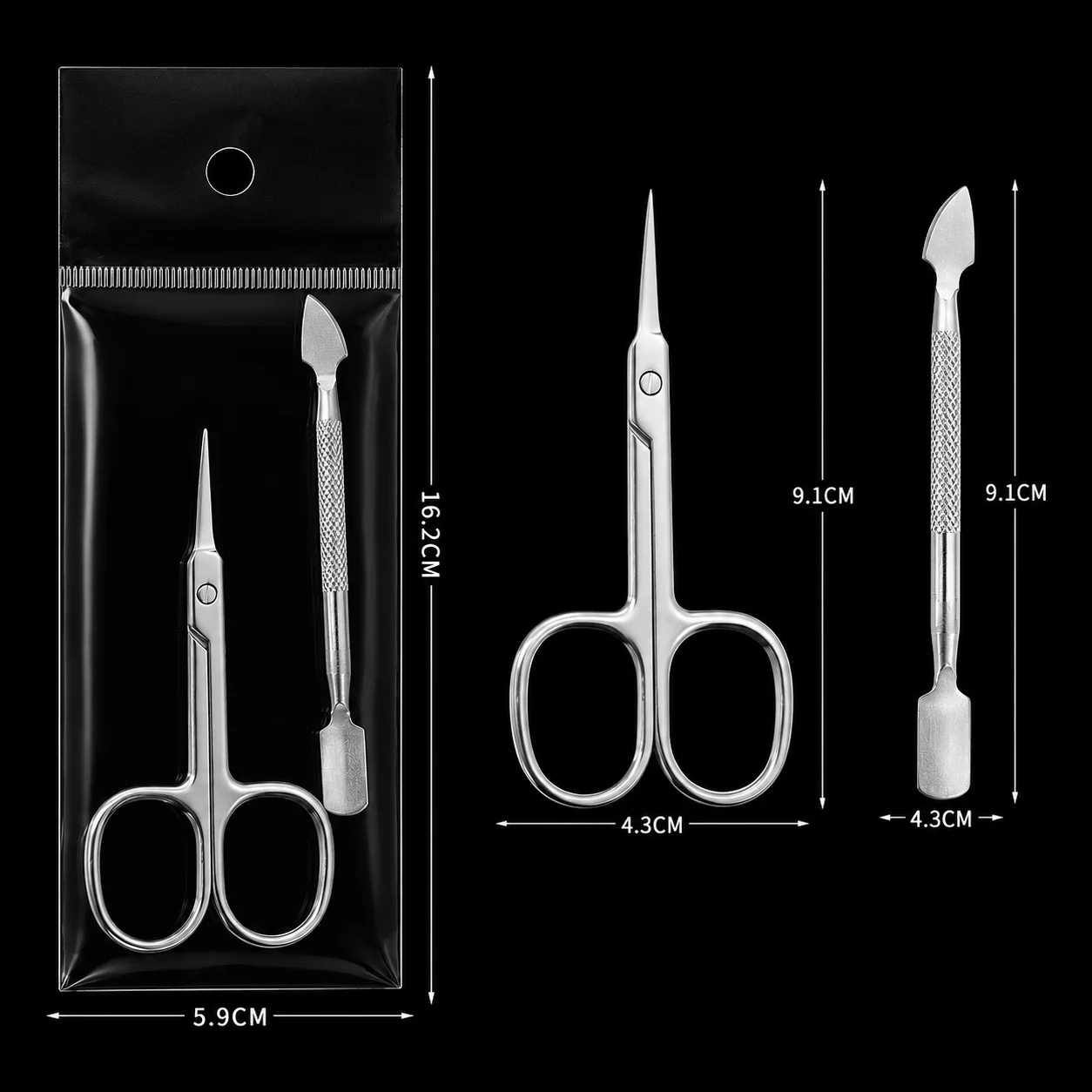 1set Professional Russian Manicure Scissors Curved Tip Nail Pedicure Grooming Tool Contain Tainless Steel  Dead Skin Push
