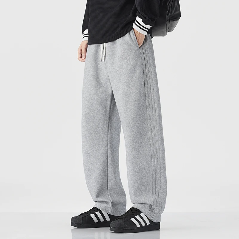 

New autumn and winter models men's elastic casual pants loose sweatshirt Fashionable wide-leg pants men's trousers