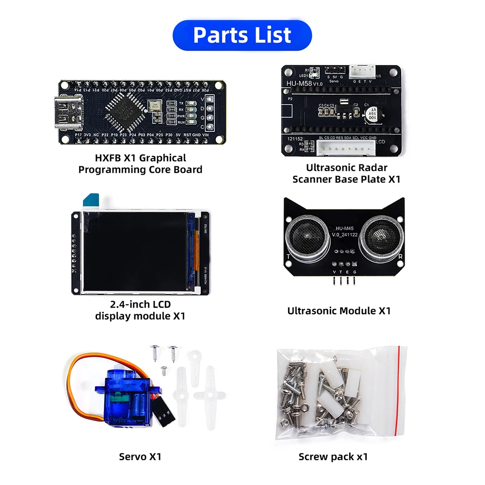 Ultrasonic Radar Scanner Sensor Module DC 5V DIY Kit HXFB Graphical Program Support Arduino Distance Detection for Student Learn