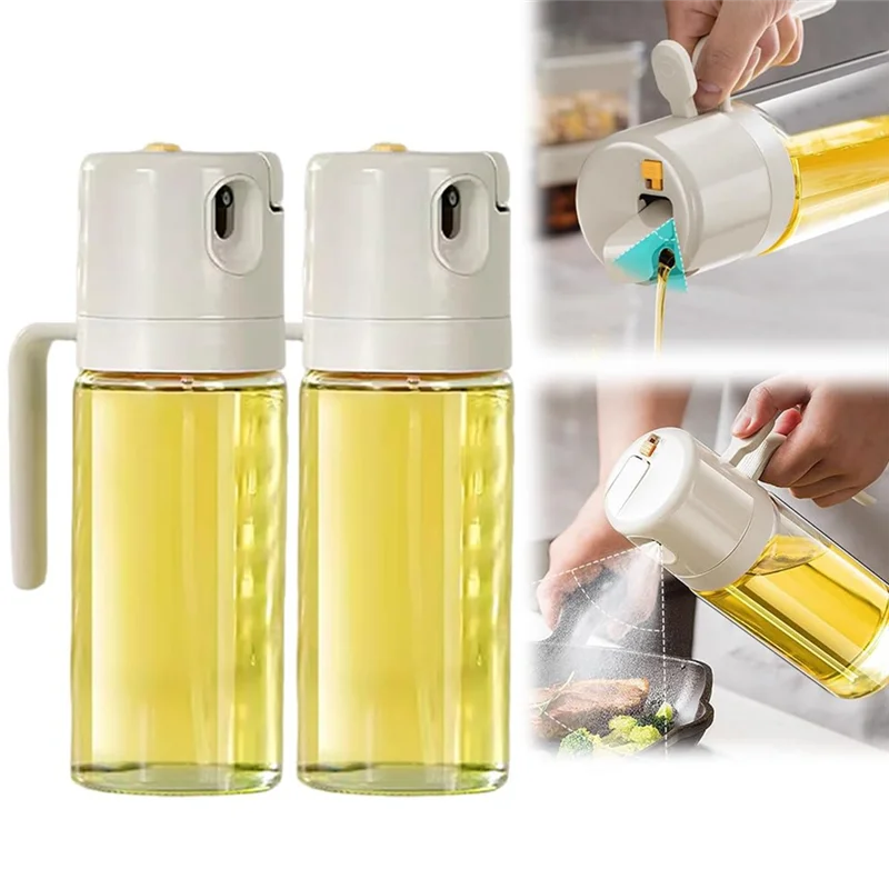 

2PCS Glass Oil Sprayer And Dispenser Oil Spray Bottle With Pourer For Kitchen Clear Food-Grade Oil Mister Oil Bottle Easy To Use