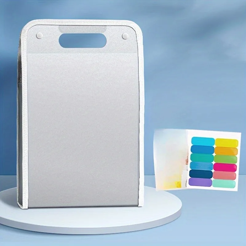 1 large A4 organ-style file organizer 13 pockets - durable PP material portable vertical folder for student office