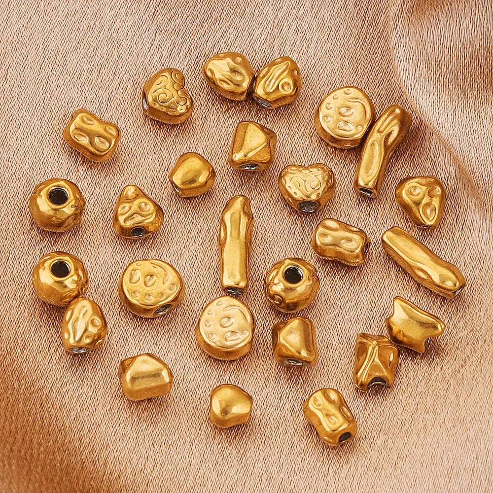 20pcs Stainless Steel Gold Plated Spacer Bead Irregular Rectangle for DIY Necklace Bracelet Jewelry Making Accessories Wholesale