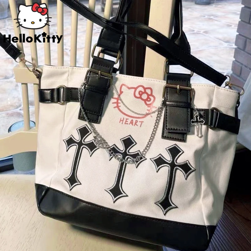 

Sanrio Hello Kitty Vintage Trendy Tote Bags Y2k Underarm Crossbody Bag Harajuku Shoulder Bag Women Shopper Bag Chains Handbag