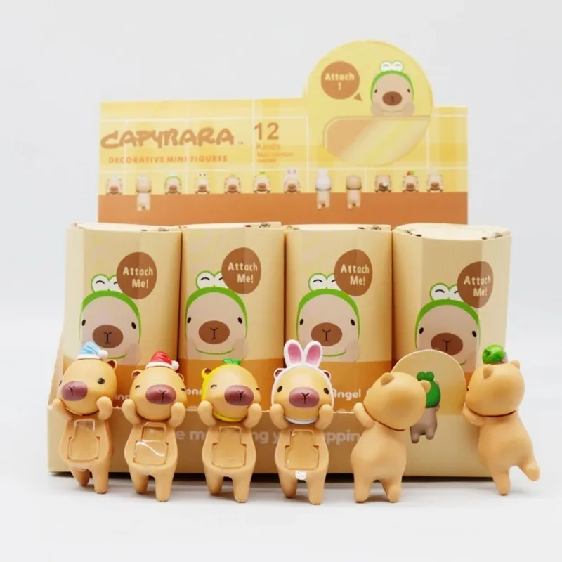 1/2/4/6/12 pièces nouvelle boîte aveugle série Capybara visages mignons poupée à la mode voiture téléphone portable ornements pour enfants jouet cadeaux Surprise