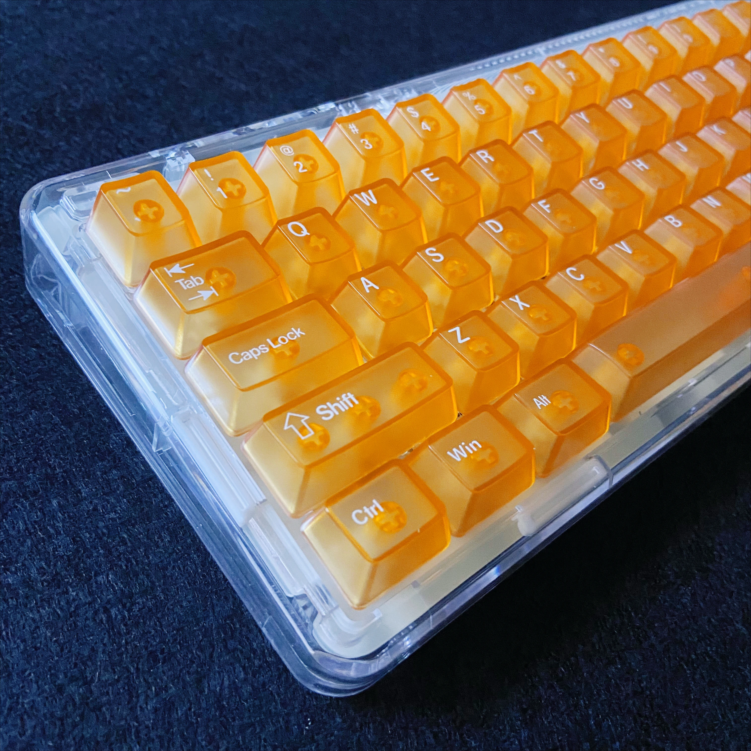 Orange Fog and Transparent OEM Key Caps Cherry Profile Keycaps Unprinted Side Top Printed DIY Mechanical Keyboard 68 95 108