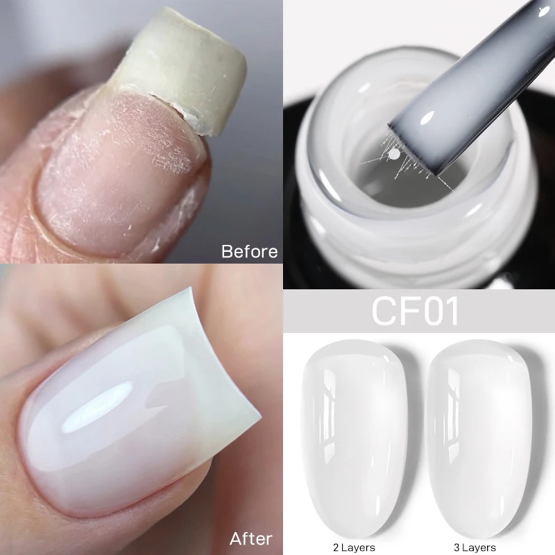 UR SUGAR 7ml Jelly White Coloful Fiber Rubber Base Gel Semi Permanent Soak Off UV Construction Nail Gel Polish Nail Art Manicure