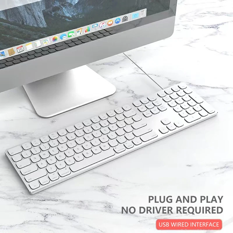 Three-zone Aluminum Alloy Wired keyboard Suitable For Apple Computer Desktop Computer Universal X Structure Office Keyboard