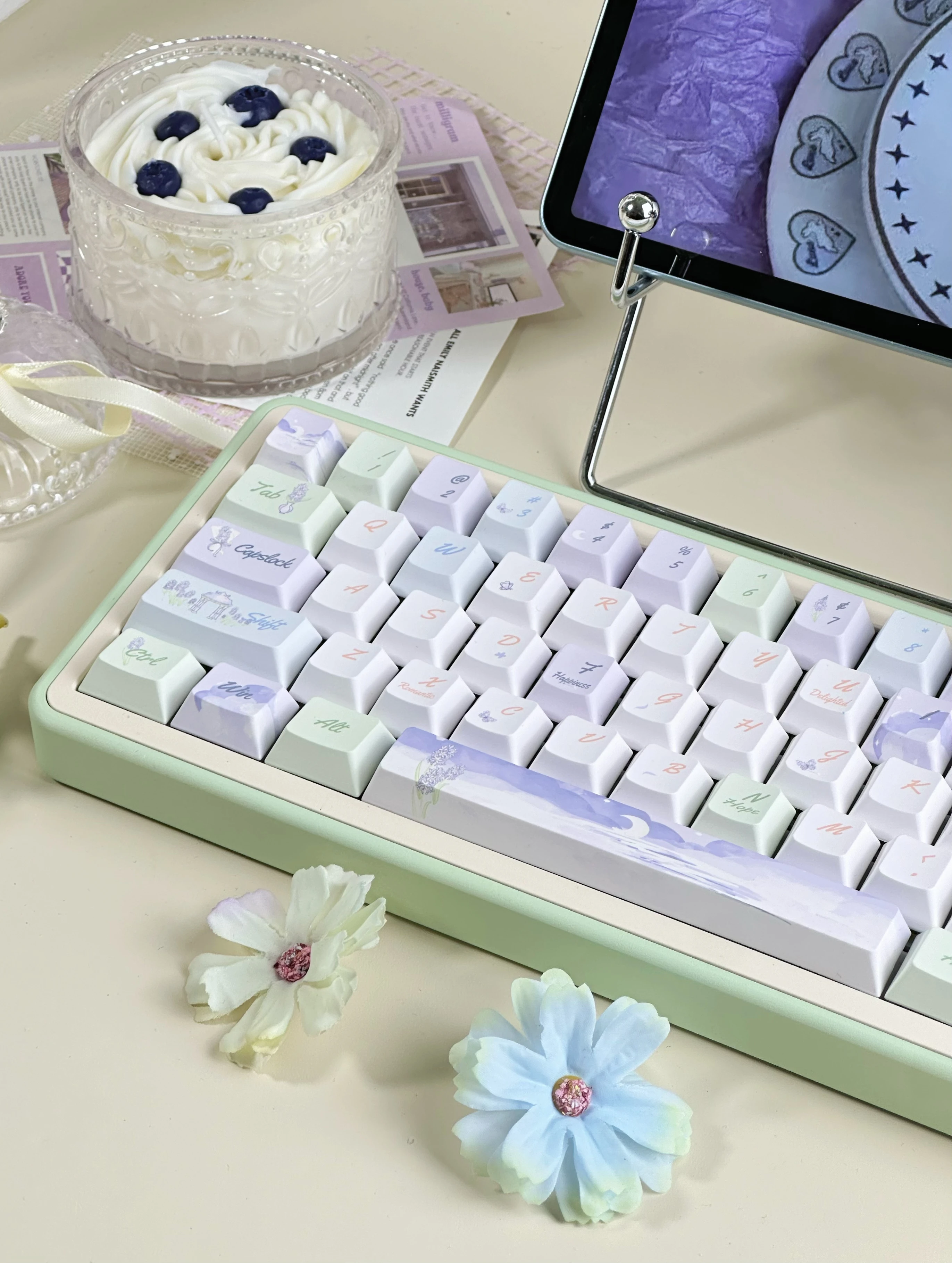 Couvre-clavier mignon Moa None Pbt 132 prédire DuoPetrol Park/Dreamwalker, motif de vache, pour Alice Layout, bricolage, Ansi/Iso, vert violet