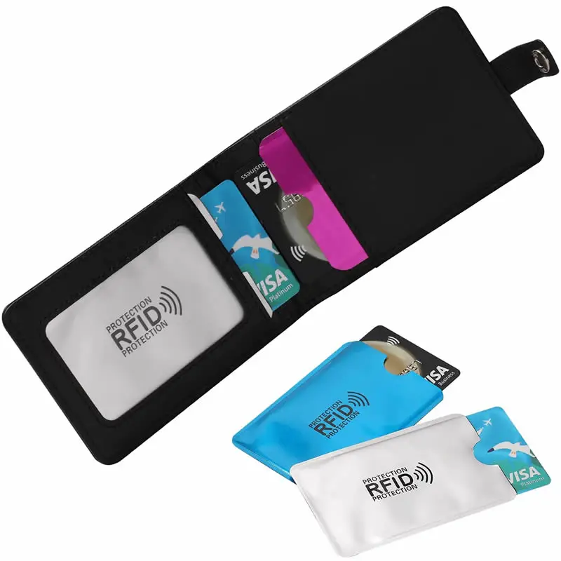 credit card protector sleeves RFID Sleeve High Caliber Line this credit cards holder and RFID blocking passport holder is thin and lightweight Fengek 50 Packs Clear Card