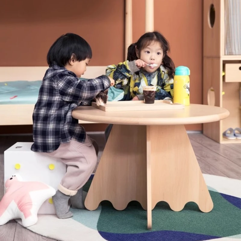 

Solid wood kindergarten baby game play small round table reading table