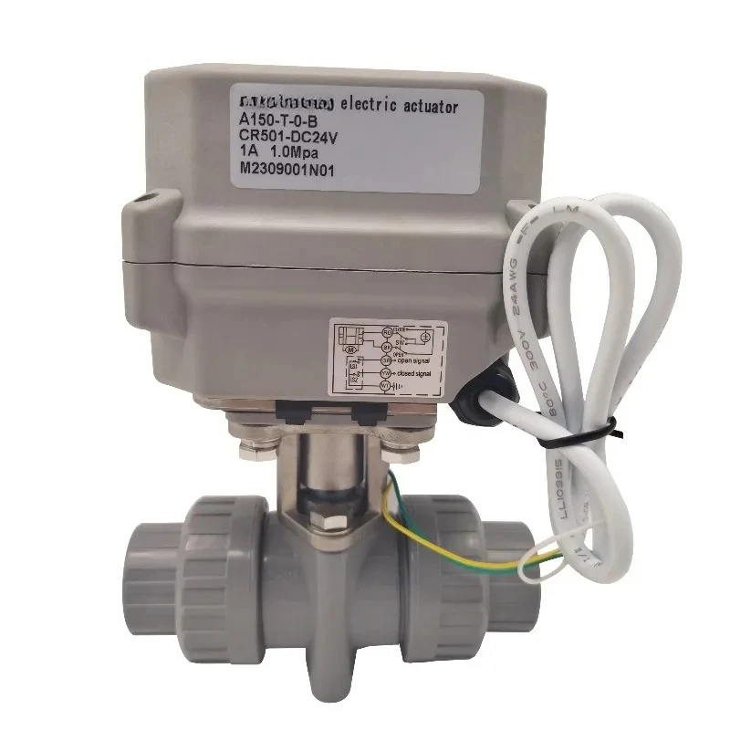 Two-way PVC 24v DC motor operation proportional control water double actuator ball valve