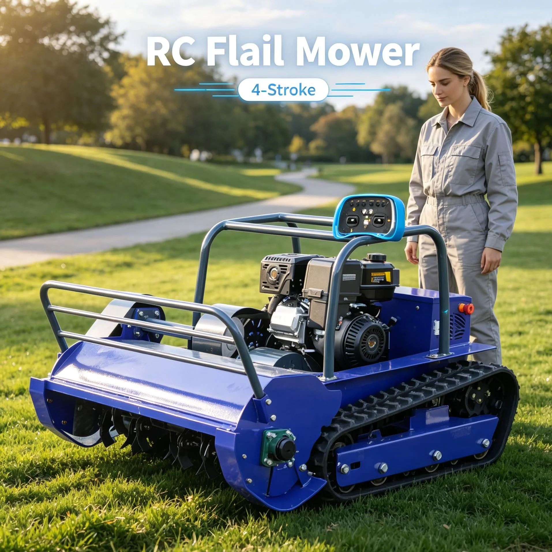 Customized Autonomous crawler flail mower wireless Robot Lawn Mower, Radio Remote Control Grass Mower, Low Maintenance Lawn Tool