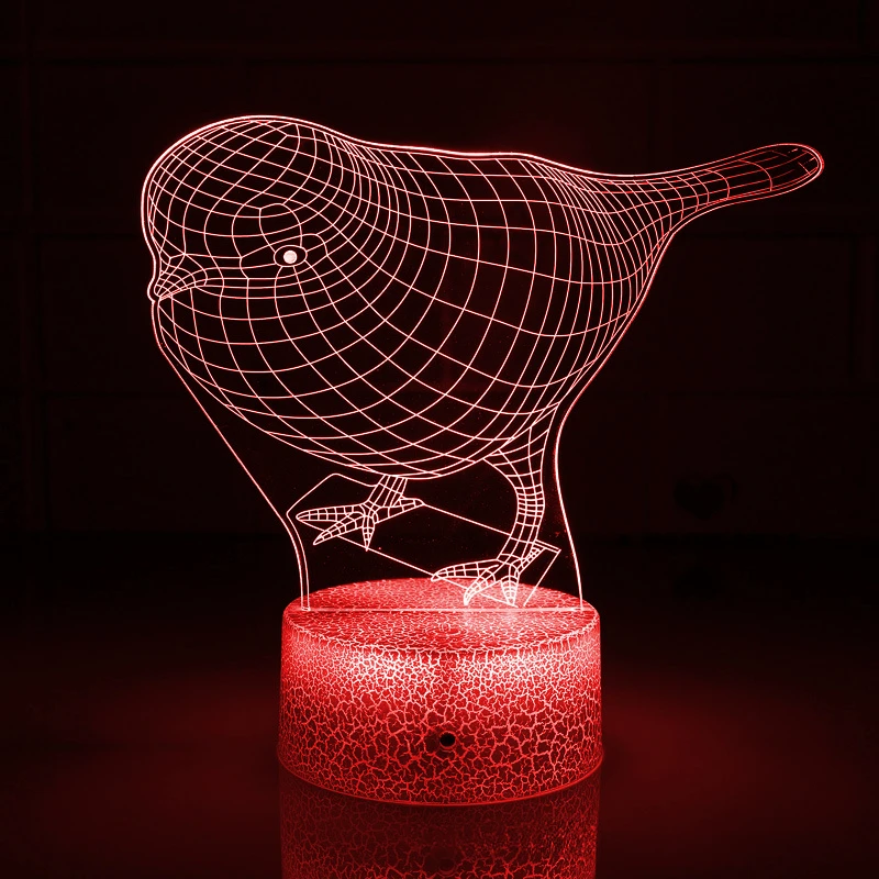 Nighdn Robin Bird 3D Lamp LED Illusion Night Light 7 Color Decoration Bedroom Bedside Table Lamps Robbin Pattern Couple Gift