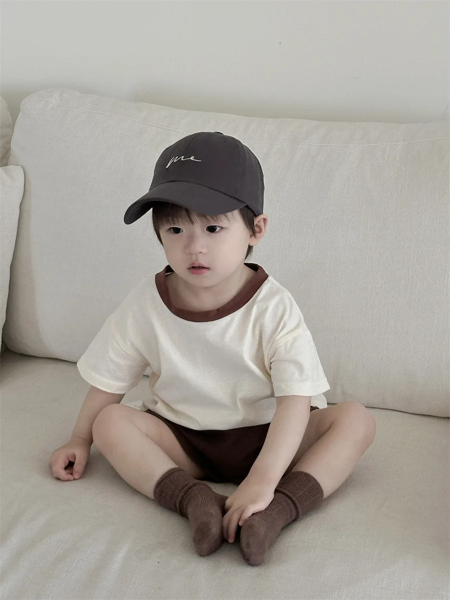 2025 Summer New Baby Short Sleeve T Shirts Cotton Soft Infant Boy Girl Solid Casual Tees Toddler Versatile Tops Baby Clothes