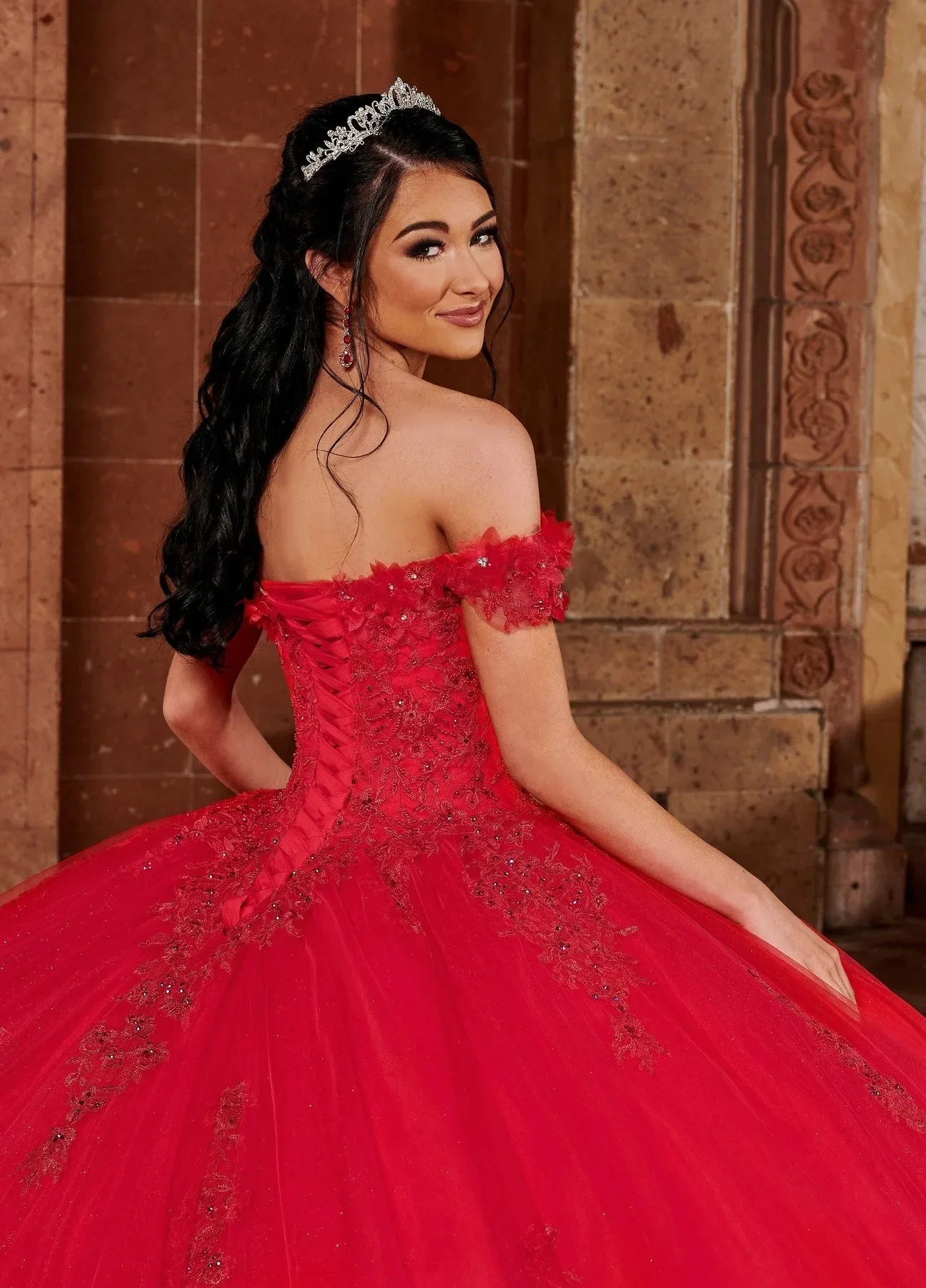 Red Charro Quinceanera Dresses Ball Gown Off The Shoulder Tulle Appliques Beaded Puffy Mexican Sweet 16 Dresses 15 Anos