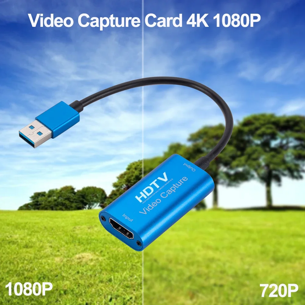 1080P HDMI-Compatible to USB Video Game Grabber Record USB3.0 Video Capture Card 4K for PC Game Camera Recording Live Streaming