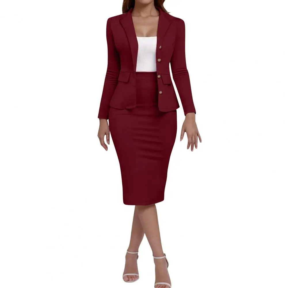 Women Regular Style Suit Elegant Women's Business Skirt Suit Set with Long Sleeve Jacket Pencil Skirt for Women for Women