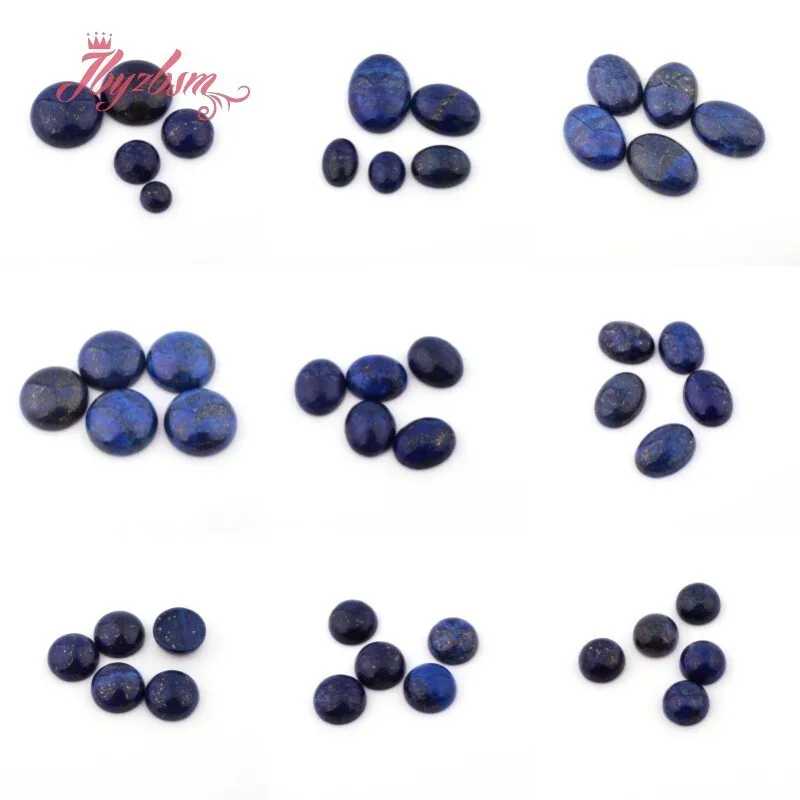 Natural Blue Lapis Lazuli CAB Cabochon Flatback Dome Undrilled Stone Beads For DIY Pandandt Earring Ring Jewelry Making 5pcs