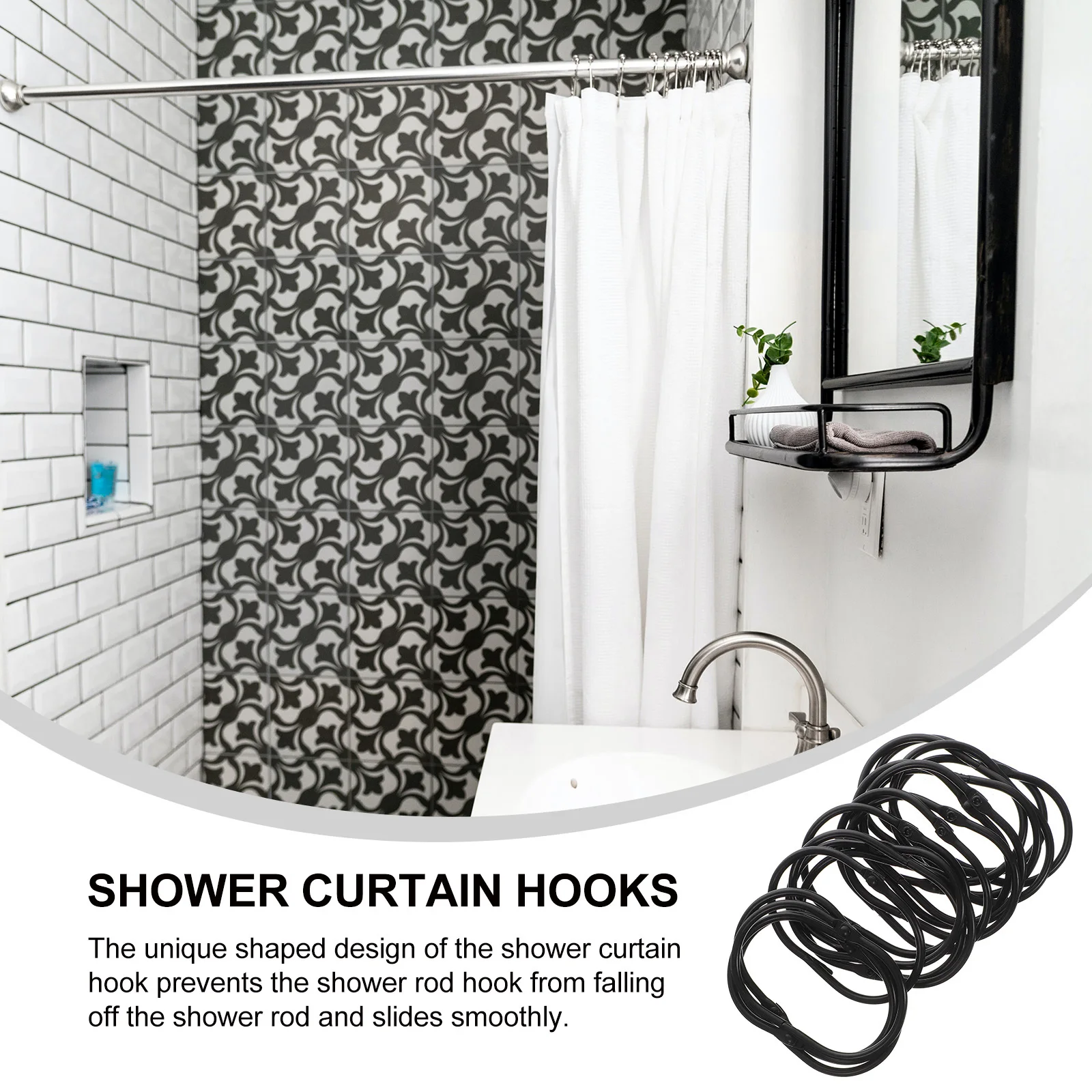 

30Pcs Metal Shower Curtain Rings Easy to Use Sturdy for Most Kinds of Curtains Home Decor Shower Curtain Rings