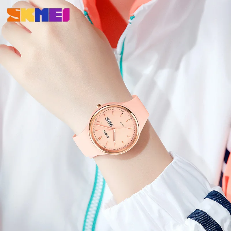 Skmei Casual Simple Women\'s Watch round Scale Double Calendar Elegant Quartz Watch for Female Students