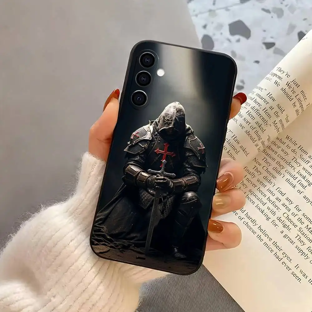 حافظة هاتف K-Knights T-Templar مصنوعة من السيليكون الأسود الناعم لهاتف سامسونج جالاكسي A73، A72، A71، A70، A53، A52، A51 #4