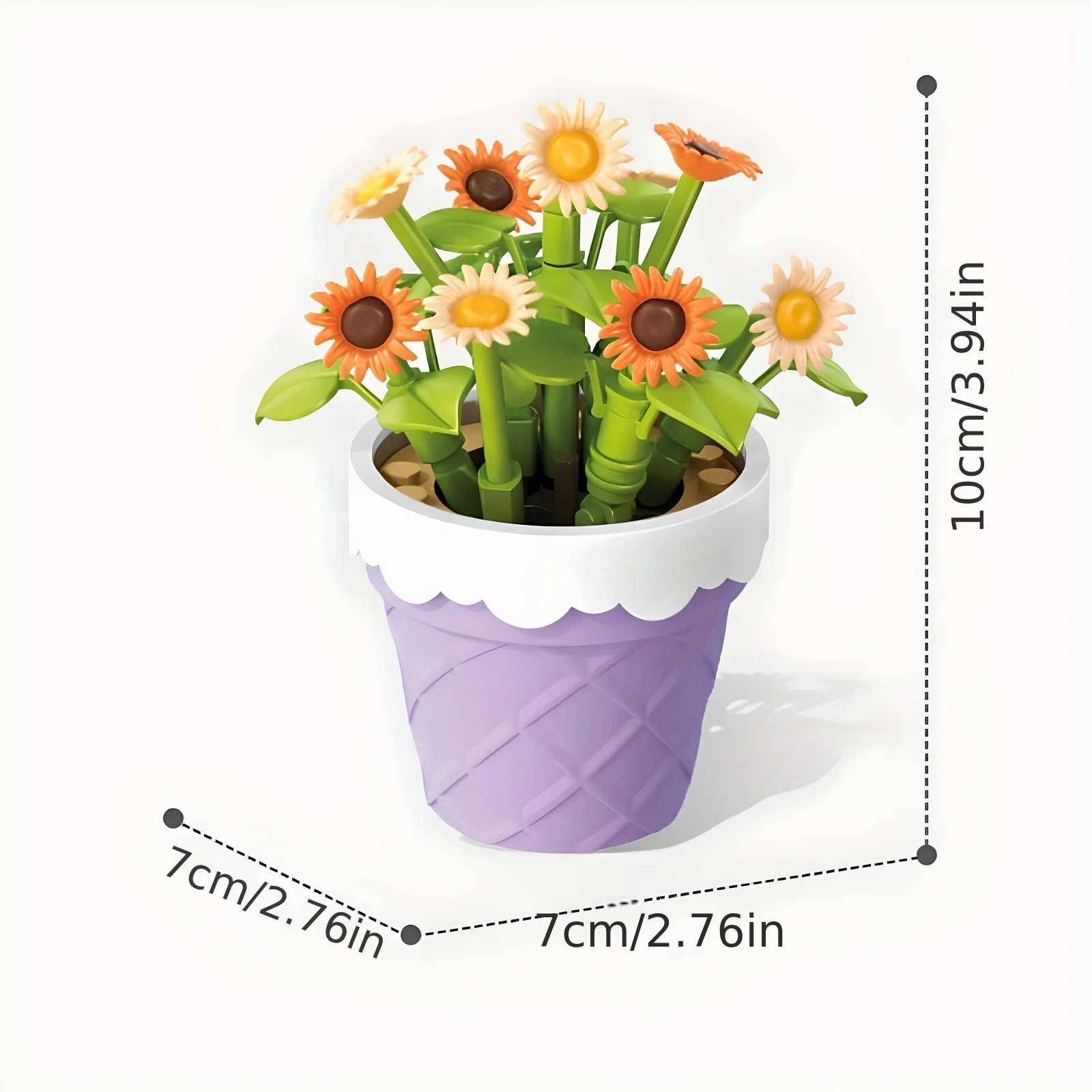 Preserved Flower Green Plant Potted Building Blocks Toys, Flower Stamens Potted Plant Ornaments, Assembling Educational Toys