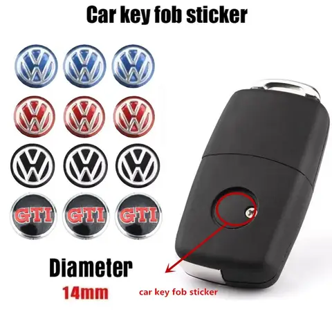 3PCS Car Metal Emblem Stickers Auto Remote Key Logo For  Volkswagen VW GTI Rline Passat Golf Polo Touareg Jetta Tiguan 14mm
