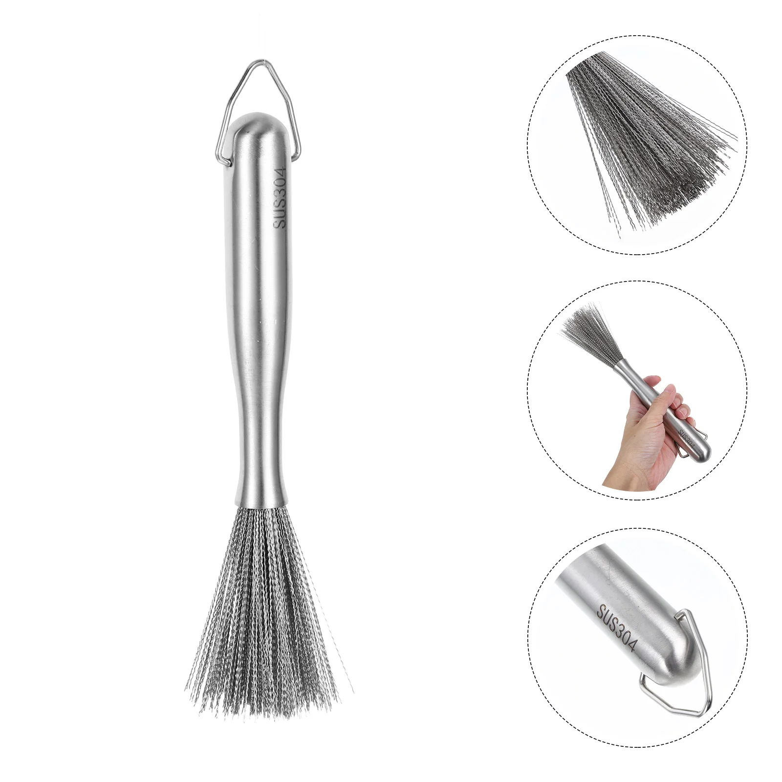 

Stainless Steel Pan Brush for Kitchen Metal Scrubber Pot Cleaning Tableware Wok Dish Tool Work Cookware