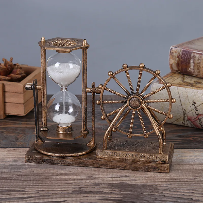 Retro Luminous Crystal Ball Hourglass Ornaments Resin Untimed Hourglass Crafts Ferris Wheel Birthday Flash Commemorative Gift