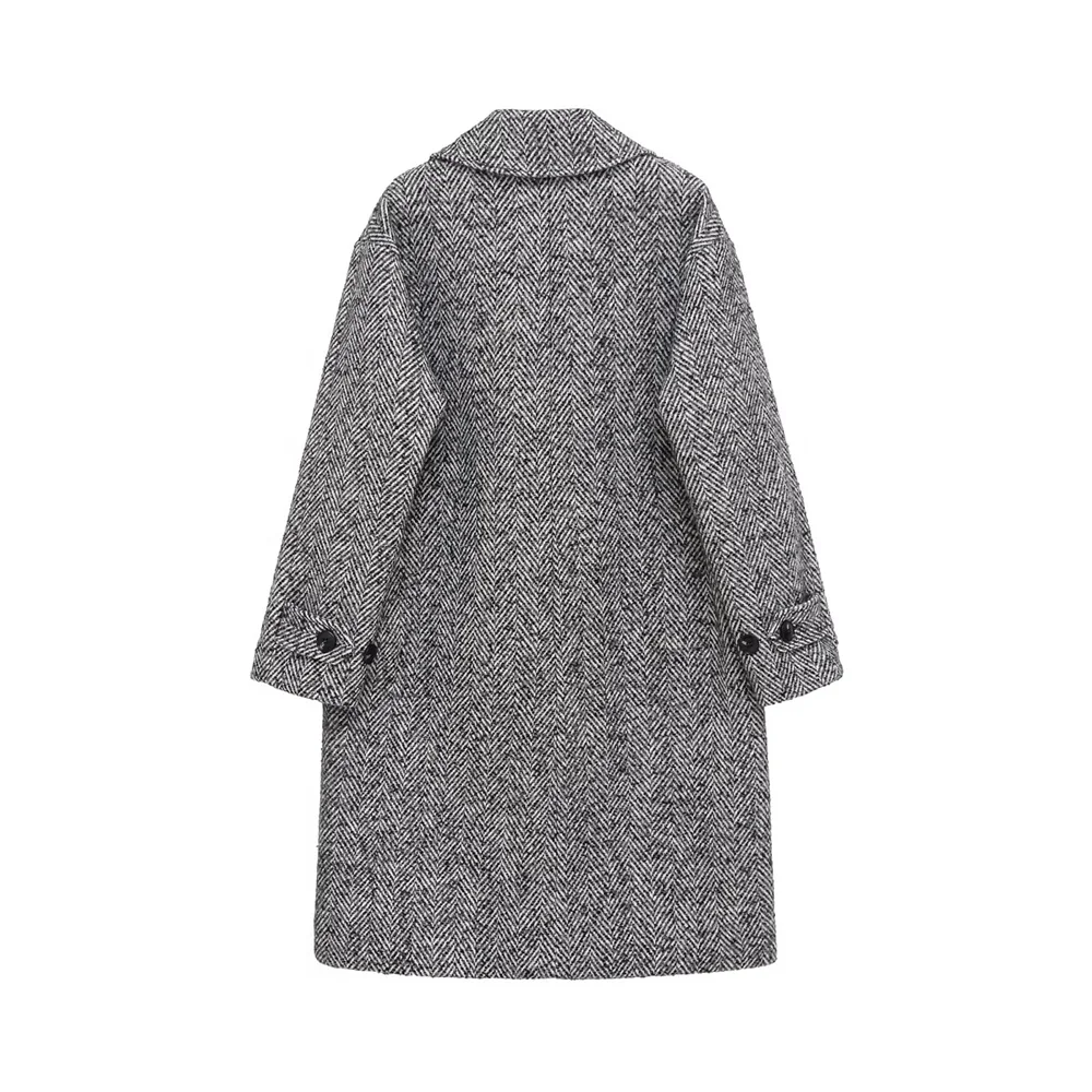 European and American style autumn and winter new women's fashionable herringbone diagonal coat jacket