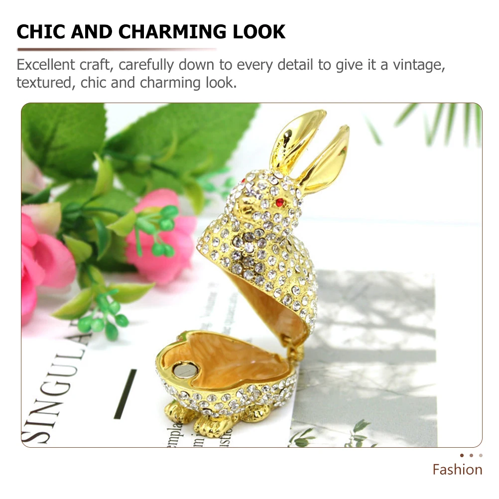 

Металлическая шкатулка для безделушек, держатель для ювелирных изделий с кроликом, винтажная статуя из сплава, декор, настольный органайзер для женщин и девочек, чехол для хранения ювелирных изделий