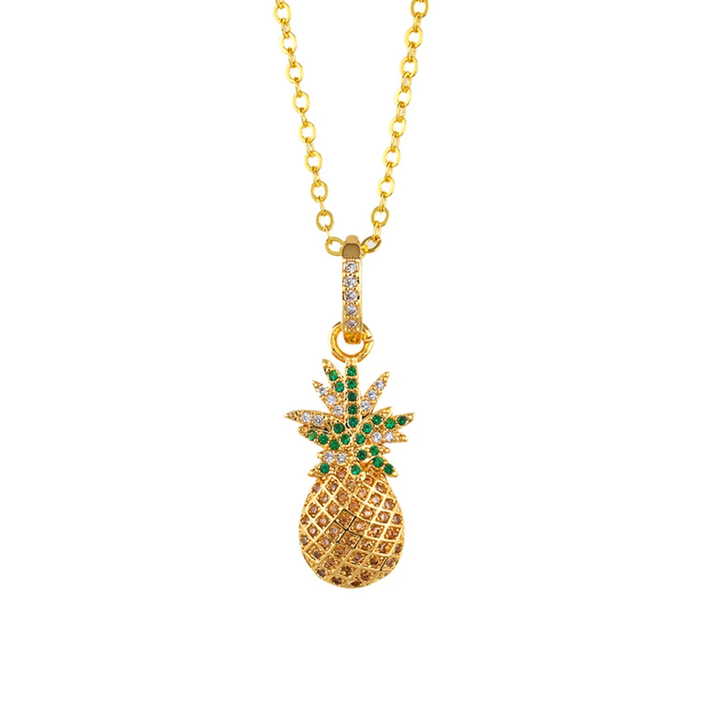 

46 X2.1cm Zircon Necklace Women Jewelry Rose Golden Pendant Choker Chain Watermelon