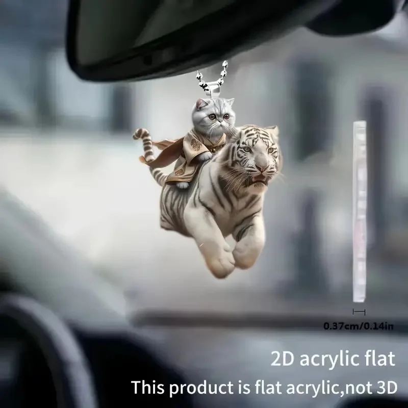 Fun Car Pendant Hanging Ornament Cute Animal Cat-Shaped Rearview Mirror Hanging Decor Creative Car Interior Accessories