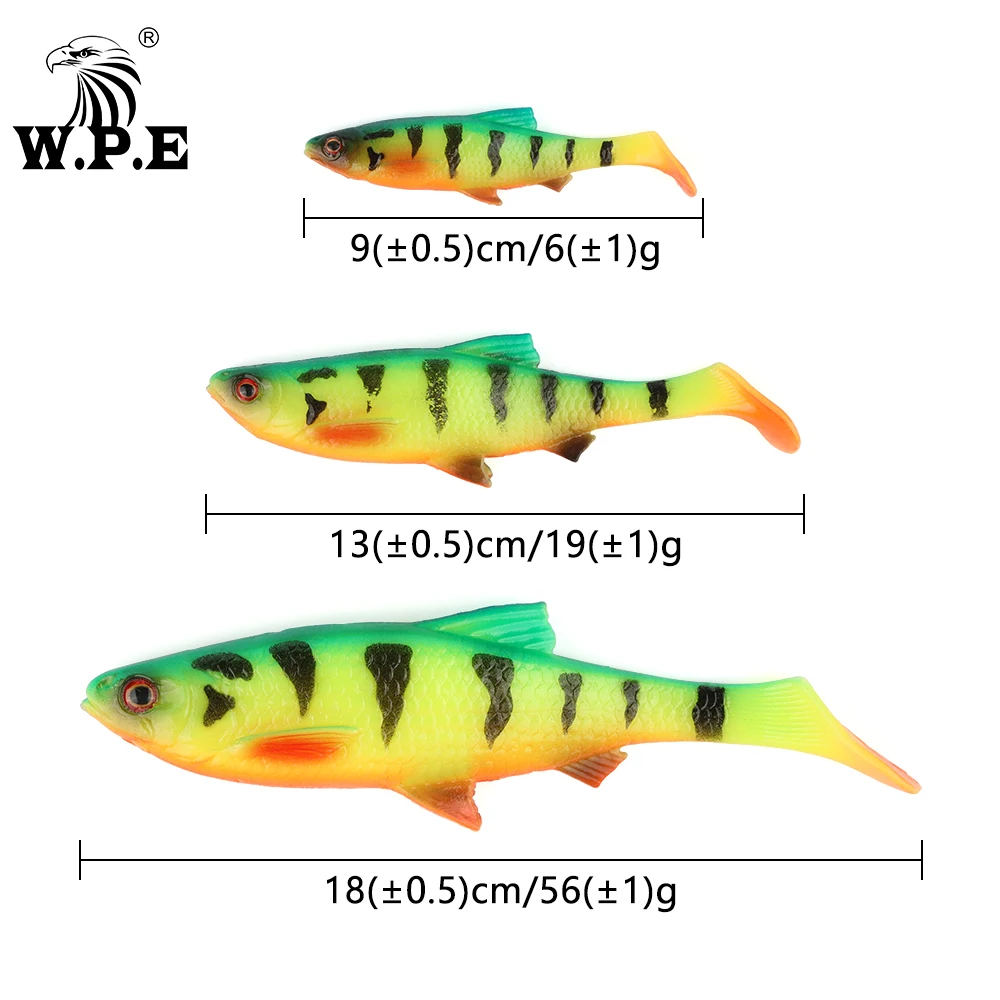 W.P.E Soft Lure Soft Silicone Lures 9cm 13cm 18cm Artificial Soft Lures Baits  T Tail Wobblers Leurre Souple Fishing Equipment