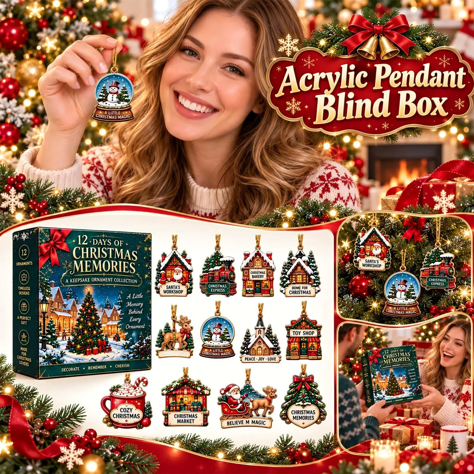 Christmas Memories Advent Calendar 2026 12 Days Christmas Countdown Desktop Ornament Christmas Party Home Decor Gift Supplies